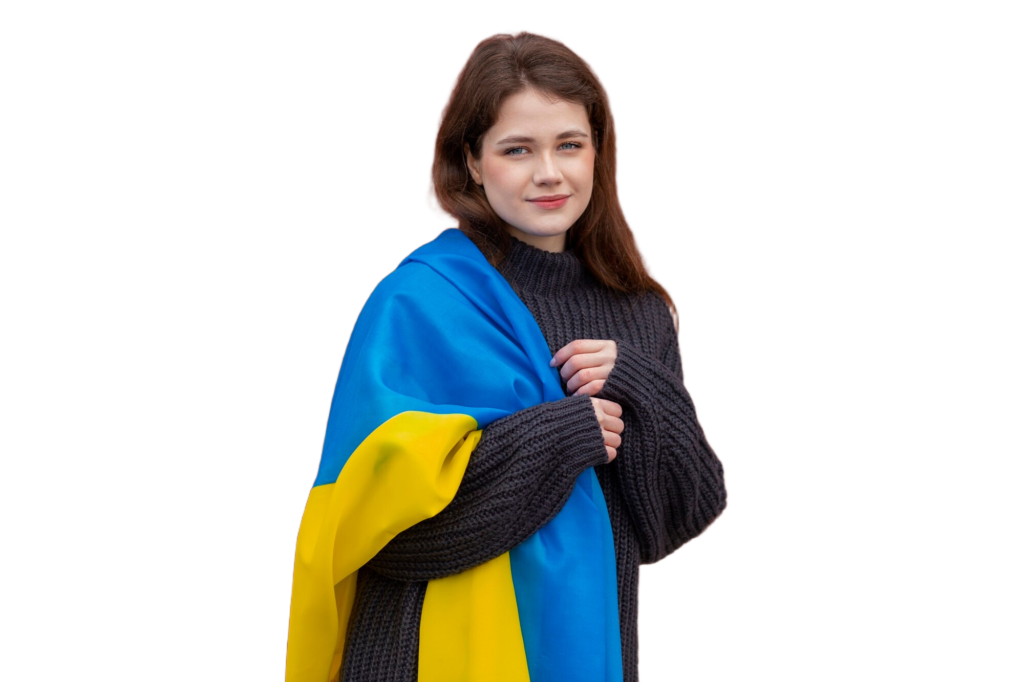 Girl with ukrainian-flag