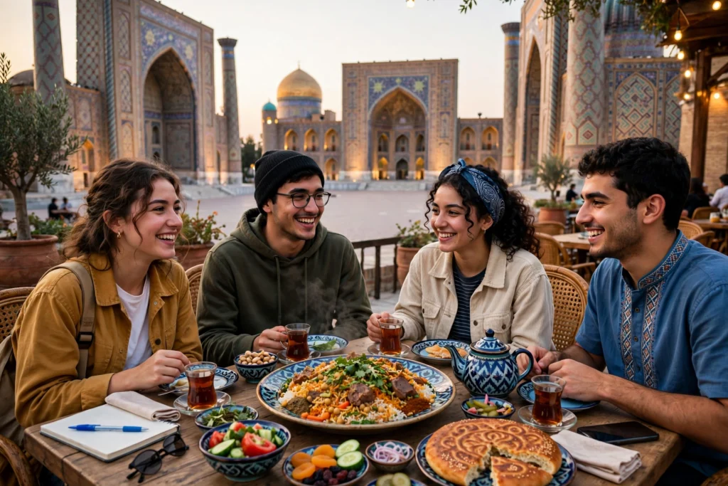Pakistani students enjoying halal food and student life in Samarkand, Uzbekistan